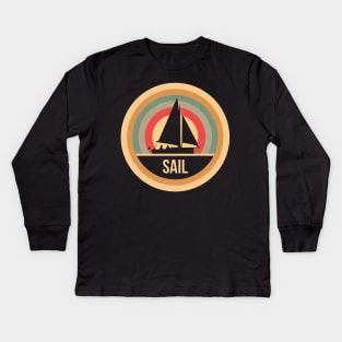 Retro Vintage Sailing Gift For Sailors Kids Long Sleeve T-Shirt